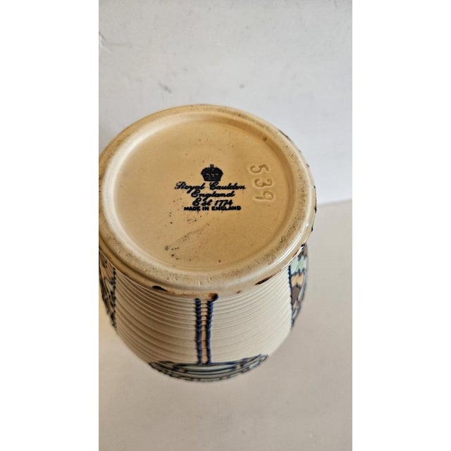 Art Deco Tube Lined Vase by Edith Gater for Royal Caulron, 1930, in Flawless conditions. Designed 1920 to 1949 This piece...