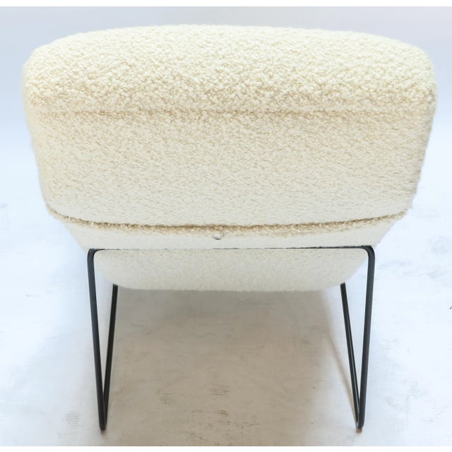 Metal Custom Mid Century Style Metal and Ivory Chaise Chair For Sale - Image 7 of 10