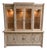Late 19th Century Coastal Reeded Bamboo Buffet Cabinet Travertene Top and Display Hutch For Sale