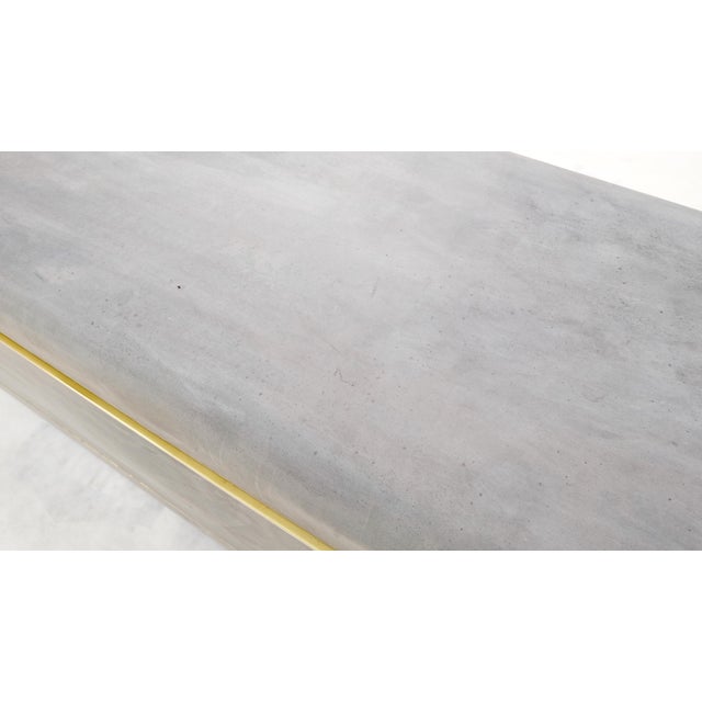 Faux Grey Suede Brass Trim Truck Hope Chest Storage Box Cardin Style For Sale - Image 10 of 12