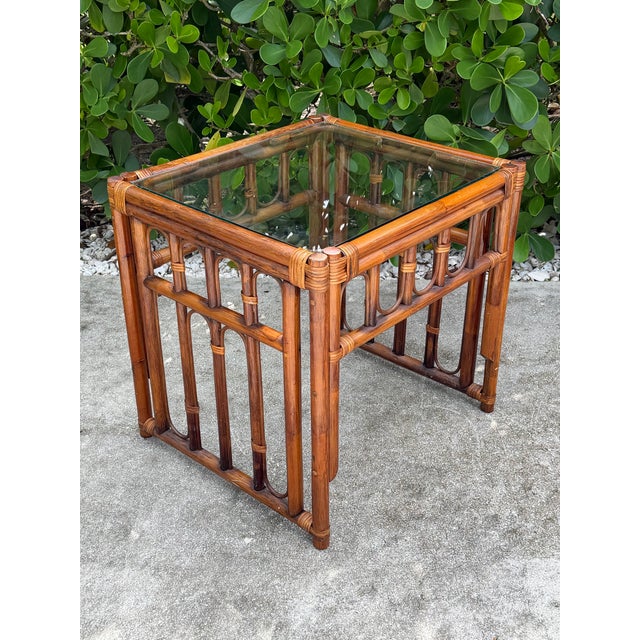 Henry Link Vintage Organic Modern Rattan and Bamboo End Table For Sale - Image 4 of 12