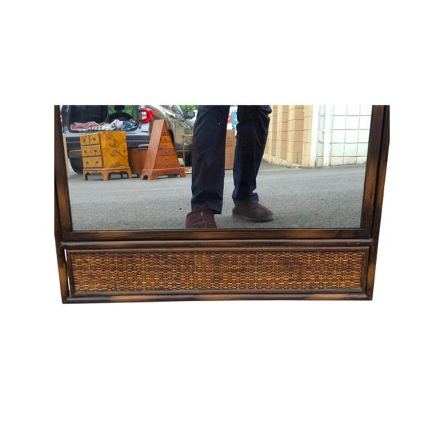 Brown 20th Century Pagoda Style Faux Rattan Metal and Wicker Wall Mirror For Sale - Image 8 of 8