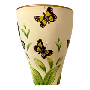 Butterfly Hand Painted Tapered Vase