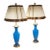 19th Century French Turquoise Opaline Glass Ormolu Table Lamps - Pair For Sale
