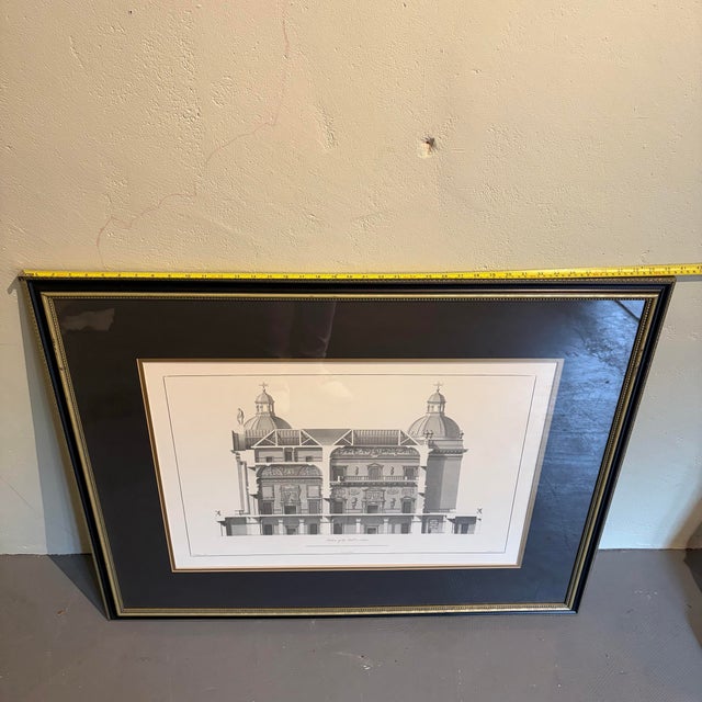 1980s Classical Architectural Engraving, “Section of the Hall & Salone” For Sale - Image 11 of 11