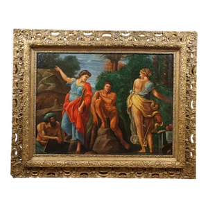 Hercules at Crossroads Classical Greek Oil Painting After Annibale Carracci 52"