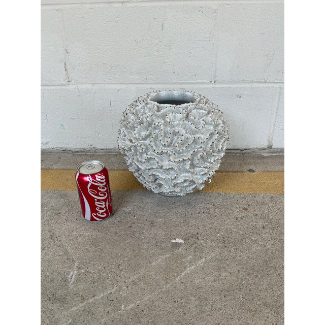 Stylish Currey & Co Swirl Small White Vase. Rounded textured surface featuring abstract pattern. Original Retail $530....