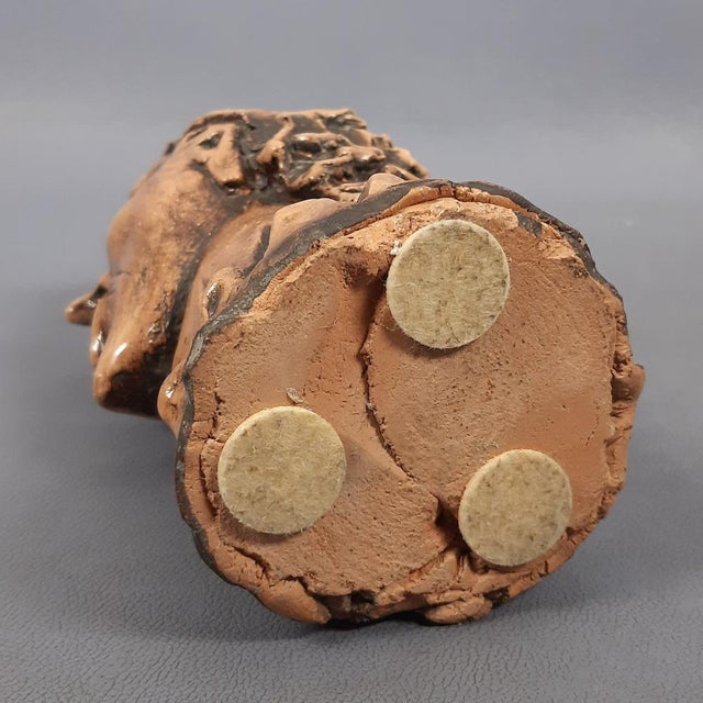 Brutalist Terracotta Sculpture of Elongated Face, 20th Century For Sale - Image 10 of 13