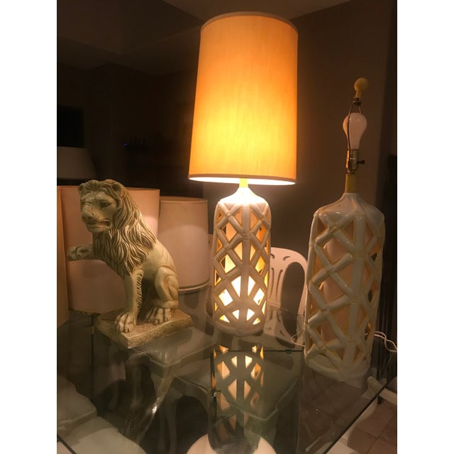Mid 20th Century Hollywood Regency Large Faux Bamboo Table Lamps - A Pair For Sale - Image 5 of 7