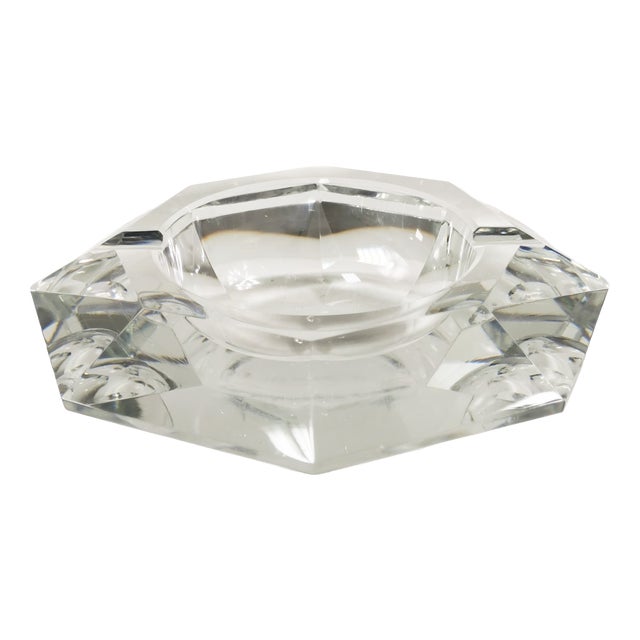 Large Vintage Crystal Ashtray from Val Saint Lambert, 1960s For Sale