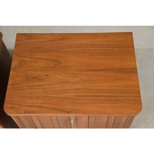 Brown 1960s Refinished Walnut Nightstands by Young - A Pair For Sale - Image 8 of 8