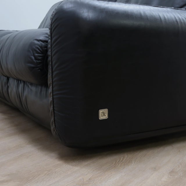 Vintage Black Leather Sofa, 1970s For Sale - Image 6 of 14