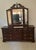 Broyhill Late 20th Century Broyhill Premier Cherry Wood Triple Dresser & Triptych Split Swan-Neck Pediment Top Beveled Mirror Excellent “Mint” Condition For Sale - Image 4 of 18