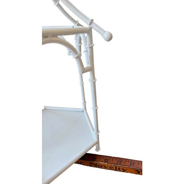 White Large White Faux Bamboo Tole Metal Chinoiserie Pagoda Lantern & Centerpiece, 20" For Sale - Image 8 of 10