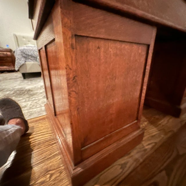 Victorian Intricately Carved Oak Kneehole Executive Desk For Sale - Image 12 of 12