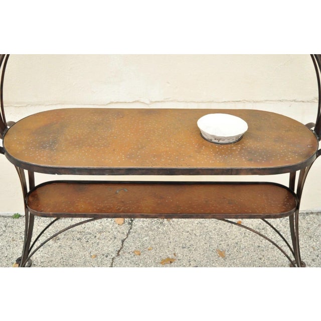 Art Nouveau French Art Nouveau Brutalist Mid Century Scrolling Iron Kitchen Island Bar Table For Sale - Image 3 of 12