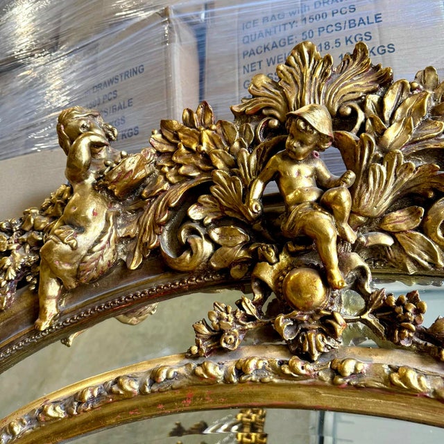 Italian Golden Oval Mirror – French-Italian Style Wall Mirror For Sale - Image 3 of 8