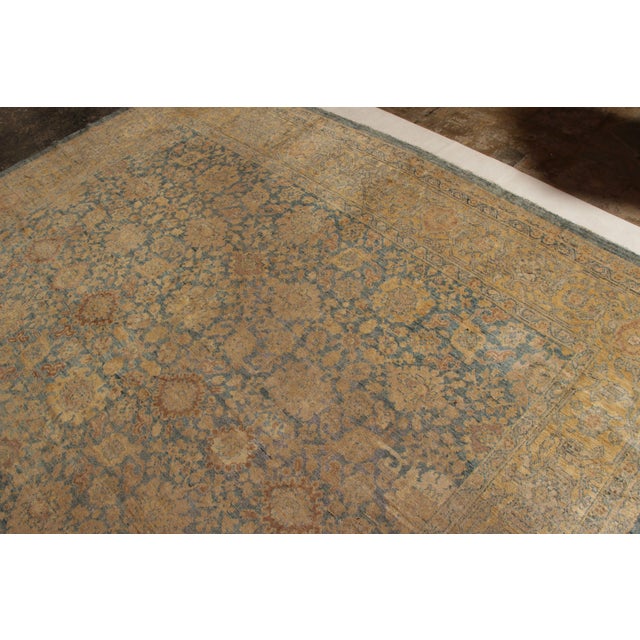 Antique Sultanabad Persian Rug in Beige-Brown and Blue Floral Pattern For Sale - Image 4 of 9