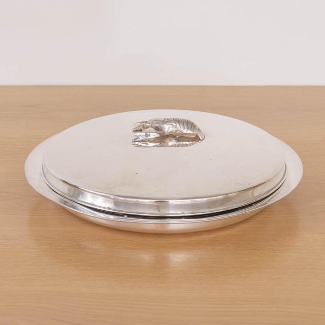1940s Alpaca Silver Lobster Serving Tray With Lid, Spain For Sale - Image 10 of 15