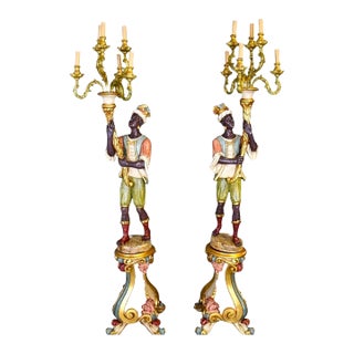 Italian Figural Standing Candelabra Floor Lamp, Early 20th Century For Sale