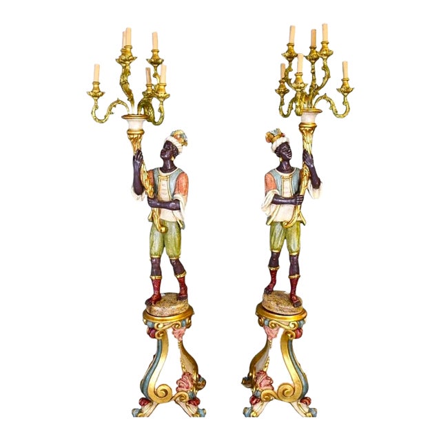 Italian Figural Standing Candelabra Floor Lamp, Early 20th Century For Sale