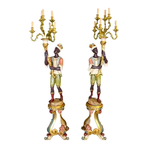 Italian Figural Standing Candelabra Floor Lamp, Early 20th Century