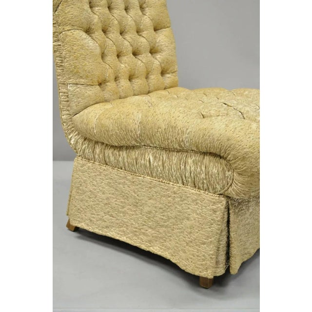 Early 20th Century Hollywood Regency French Style Rolled Back Tufted Slipper Lounge Chairs - Pair For Sale - Image 11 of 11