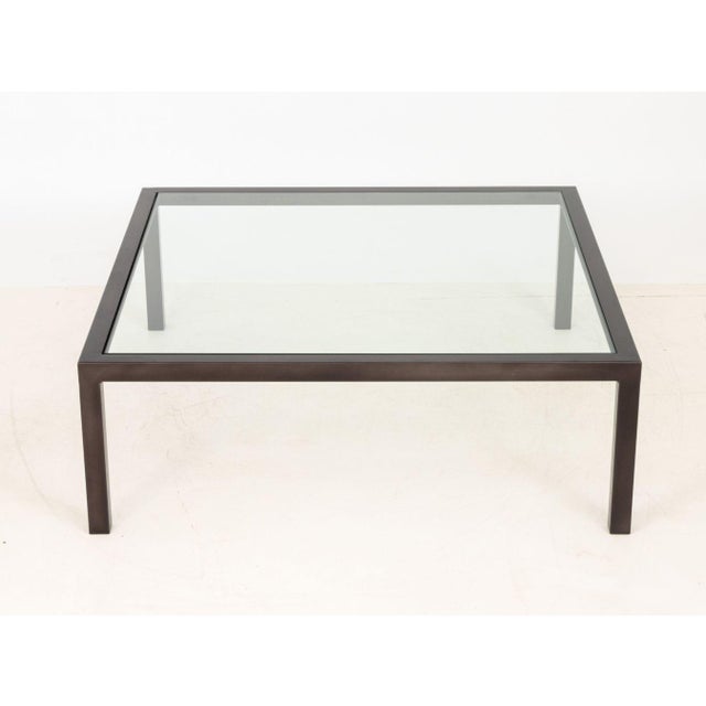 Early 21st Century Modern Minimalist Polished Metal and Glass Top Coffee Table For Sale - Image 5 of 10