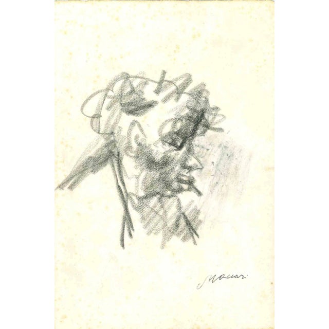 Mino Maccari, The Profile, Original Drawing, Mid-20th-Century For Sale
