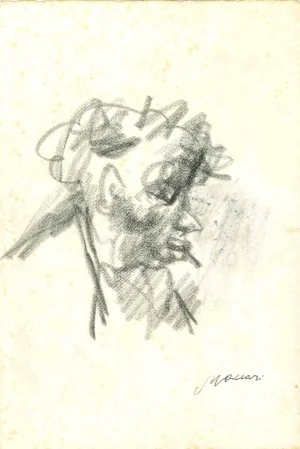 Mino Maccari, The Profile, Original Drawing, Mid-20th-Century