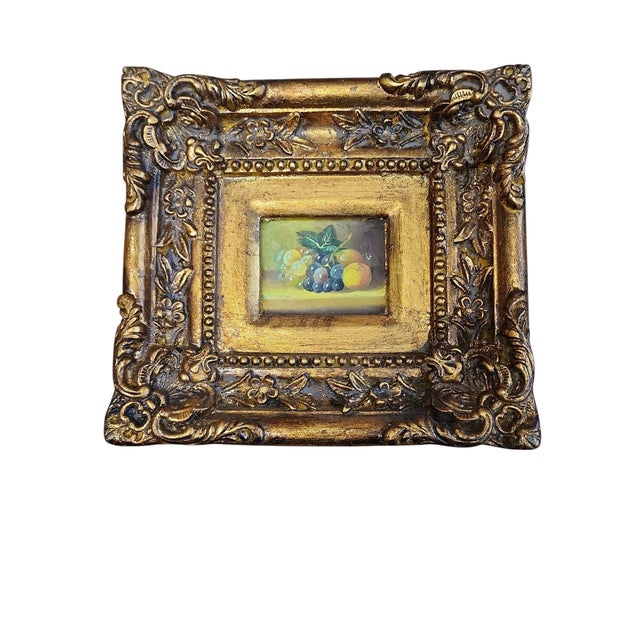 1940s 1940s Group of Five Gilt Framed Oil on Board Fruit Still Life Paintings For Sale - Image 5 of 9