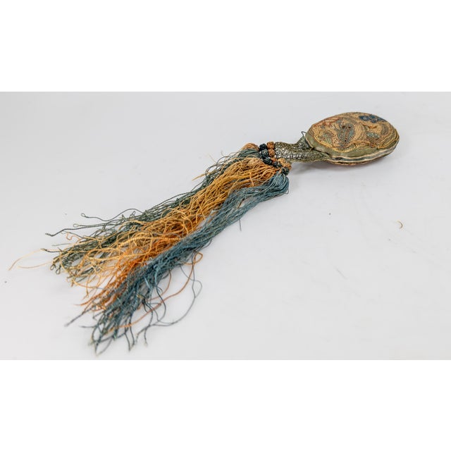 Textile 19th Century Chinese Silk Embroidered Forbidden Stitch Robe or Hair Embellishment For Sale - Image 7 of 13