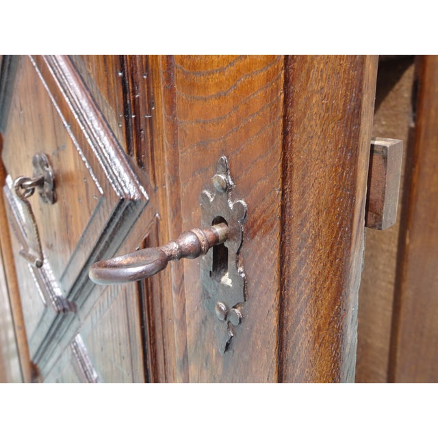 Antique Louis XIII Oak Corner Cabinet For Sale - Image 9 of 18