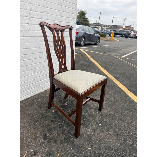 Late 20th Century Set of 8 Solid Mahogany Straight Leg Chippendale Style Dining Chairs For Sale - Image 13 of 16