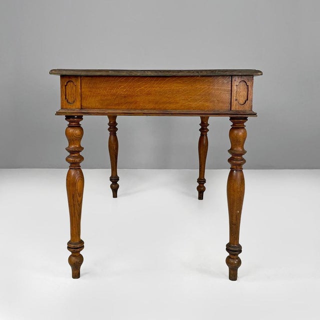 Italian Wooden Table with 2 Drawers and Turned Legs, 1800s For Sale - Image 3 of 18