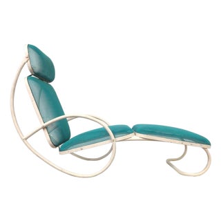Mid 20th Century Modernist Powder-Coated Tubular & Mesh Steel Chaise Lounge For Sale