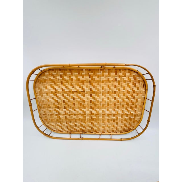 Mid-Century Modern 1970s Woven Bamboo and Rattan Gallery Trays - Set of 12 For Sale - Image 3 of 13