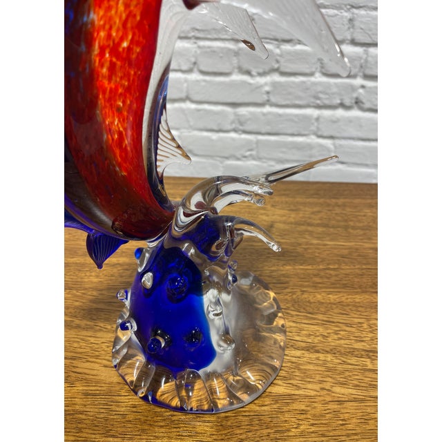 Blue Vintage Hand Blown Murano Glass Marlin Sculpture For Sale - Image 8 of 10
