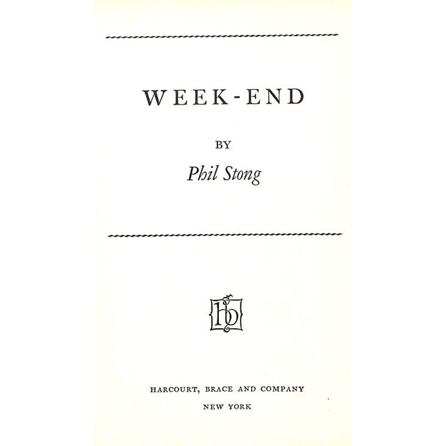 STONG, Phil [276] pp. Harcourt, Brace And Company 1935 First Edition 7 5/8" x 5 1/2" Jacket design by Ricca Novel of a...