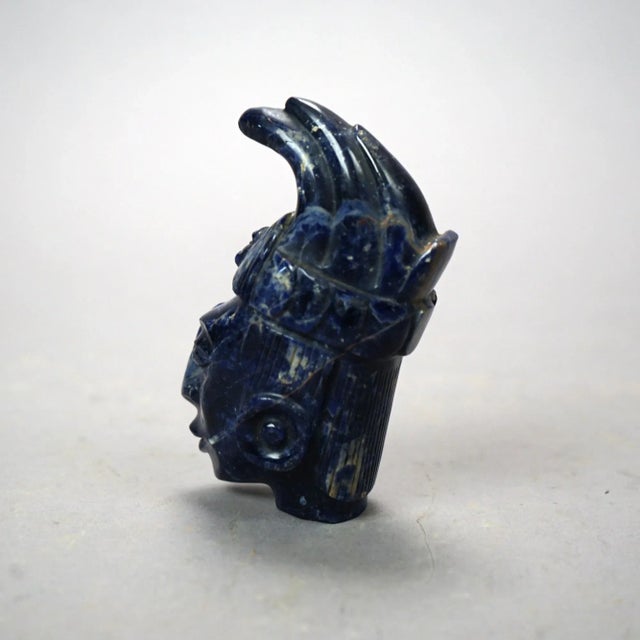 Figurative Lapis Lazuli Carved Figure Head of Indian 20th Century For Sale - Image 3 of 5