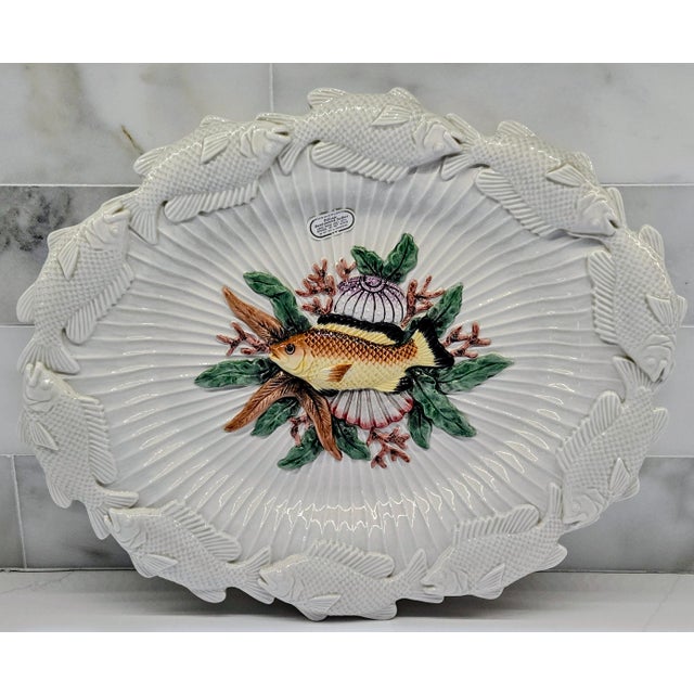 Bring sculptural coastal charm to the table with this vintage 1996 Fitz and Floyd Oceana fish serving platter. Crafted in...