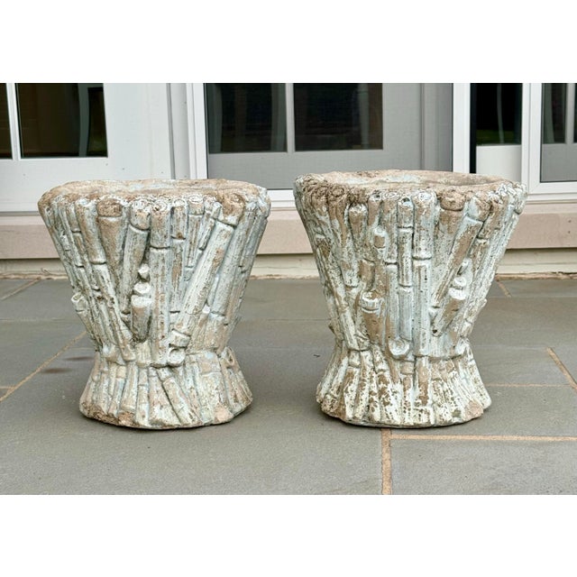 Pair of 1970s Faux Bois Cast Stone Planters For Sale - Image 4 of 6