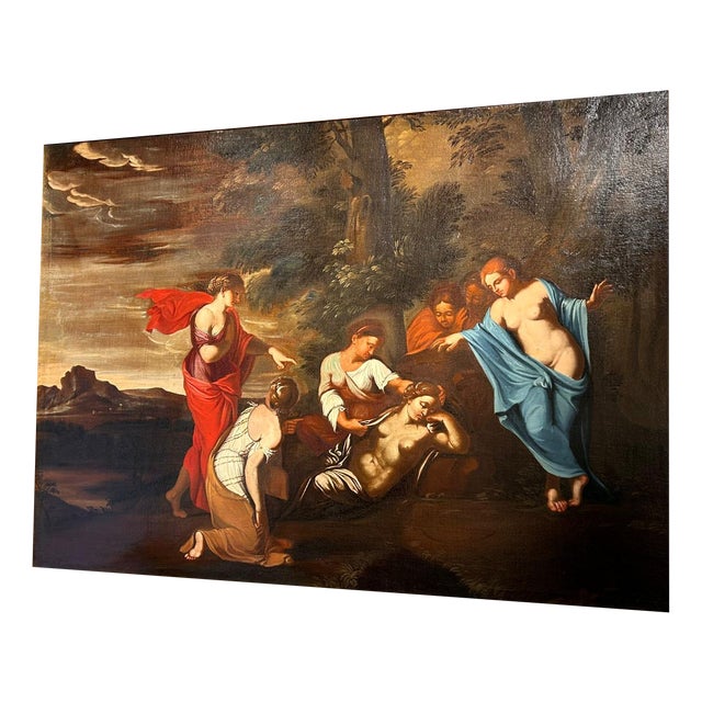 Roman Artist, Mythological Scene, Mid-17th Century, Large Oil on Canvas, Framed For Sale
