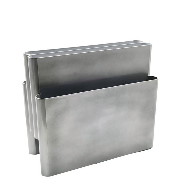 Mid-Century Modern Silver Model 4676 Magazine Holder by Giotto Stoppino for Kartell, Italy, 1970s For Sale - Image 3 of 8