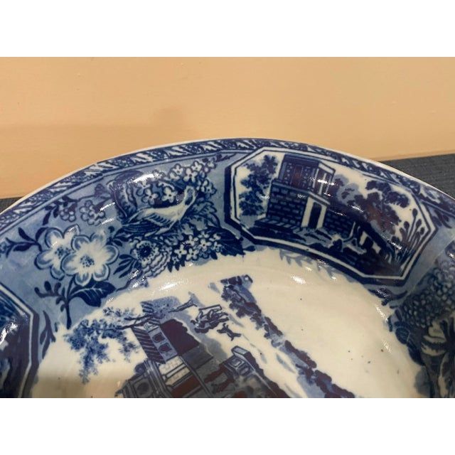 Mid 20th Century Vintage Victoria Ironstone Large Decorative Bowl With Celadon Glaze For Sale - Image 5 of 11