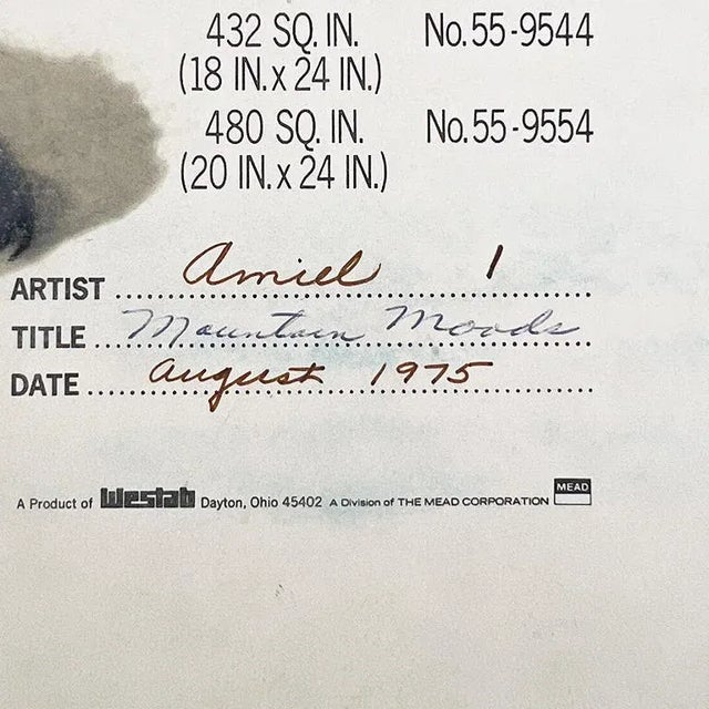 Vintage Green Mountain Landscape – Mid-Century Modern Oil Painting on Board For Sale - Image 10 of 11