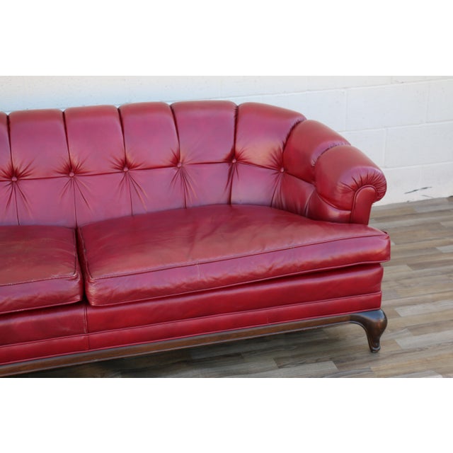 Monteverdi-Young Mid-Century Modern Tufted Ruby Red Leather Sofa, 1973 For Sale In Los Angeles - Image 6 of 18
