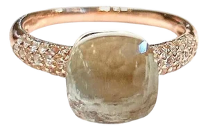 Bochic “Capri” Vintage Lemon Topaz & Diamond Classic Italian Ring - 18K Gold