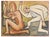 Berlin School Artist after Picasso, Kneeling Nude and Mysterious Figure, 1960s-70s, Oil on Board, Framed For Sale