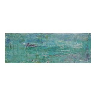Mid 20th Century Turquoise Abstract Narrow Format Painting For Sale